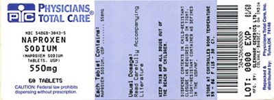 Naproxen Sodium Tablets 550mg Bottle Label (3043)