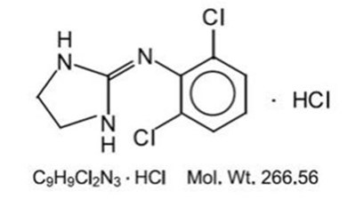 clonidine-hydrochloride-tablets-01.jpg The following is the structural formula for Clonidine hydrochloride is an imidazoline derivative and exists as a mesomeric compound. The chemical name is 2-(2,6-dichlorophenylamino)-2-imidazoline hydrochloride. - clonidine hydrochloride tablets 01