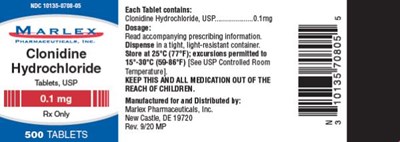 clonidine-hydrochloride-tablets-06.jpg PRINCIPAL DISPLAY PANEL NDC 10135-0708-05CLONIDINE HYDROCHLORIDE TABLETS, USP 0.1mg Rx Only 500 Tablets - clonidine hydrochloride tablets 06