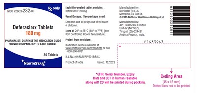 deferasirox-fig3.jpg PACKAGE LABEL-PRINCIPAL DISPLAY PANEL - 180 mg (30 Tablet Bottle) - deferasirox fig3