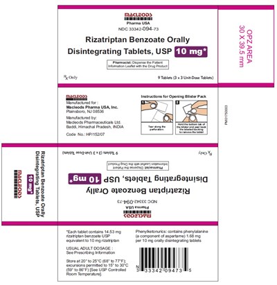 rizatriptan odt usp 10mg 3x3s