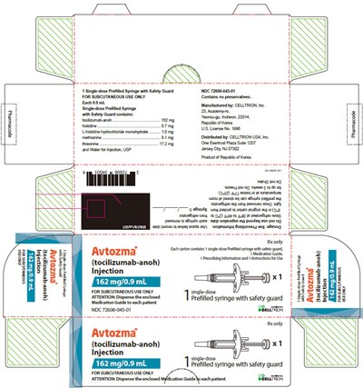 avtozma-35.jpg PRINCIPAL DISPLAY PANEL - 162 mg/0.9 mL Prefilled Syringe Carton - NDC 72606-045-01 - avtozma 35
