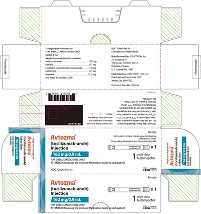 avtozma-39.jpg PRINCIPAL DISPLAY PANEL - 162 mg/0.9 mL Autoinjector Carton - NDC 72606-045-04 - avtozma 39