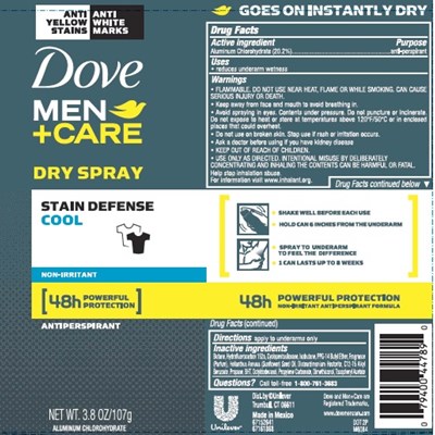 DoveMenStainDefenseCoolDrySprayAP - 67186098Label