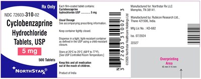 Image Description (Cyclobenzaprine HCl Tabs 5mg 500s Bottle Label)