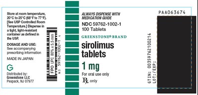 sirolimus-06.jpg PRINCIPAL DISPLAY PANEL - 1 mg Tablet Bottle Label - sirolimus 06
