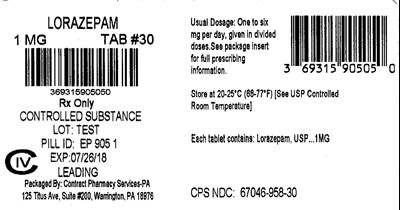 Lorazepam 1 mg #30 (Lorazepam 1mg 100tabs)