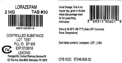 Lorazepam 2 mg #30 (Lorazepam 2mg 100tabs)