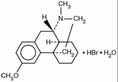 This is an image of the structural formula of Dextromethorphan - prometh dm os 1