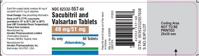 60 tablets bottle label - sacubitrilvalsartan mg 49 51