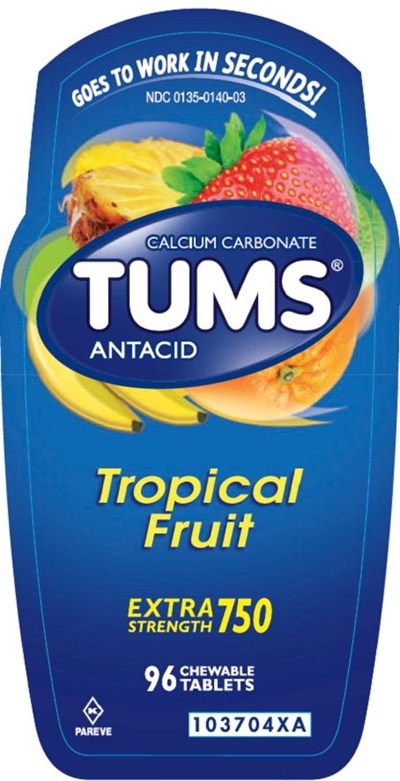 Tums Extra Strength Tropical Fruit 96 count front label - image 04