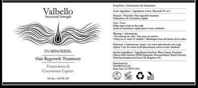 Valbello Minoxidil 5% Hair Regrowth Treatment Label (Valbello2)