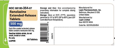 c20f8d18-1ed7-4f03-9df2-b0fbf38bb35c-02.jpg NDC 68180-354-07RANOLAZINE EXTENDED-RELEASE TABLETS 500 mgRx only Container Label: Bottle of 60 Tablets - c20f8d18 1ed7 4f03 9df2 b0fbf38bb35c 02