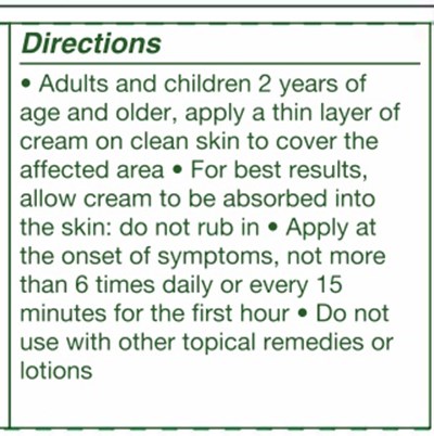 Directions (Buzzie Dosage Directions Section)