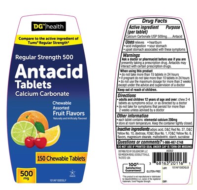 Dg Health Assorted Fruit Antacid 150 Chewable Tablets (101af150pvlflb)
