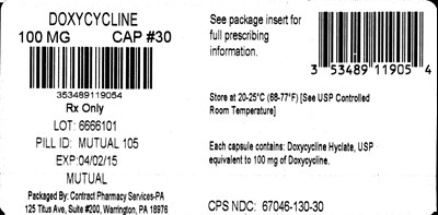 doxycycline-04.jpg PRINCIPAL DISPLAY PANEL - 100 mg Capsule Bottle Label - doxycycline 04