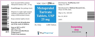 Metoprolol Tartrate Tablets, Usp 25 mg (NDC 52817-250-00)