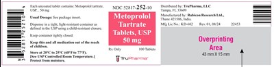 Metoprolol Tartrate Tablets, Usp 50 mg (NDC 52817-252-10)