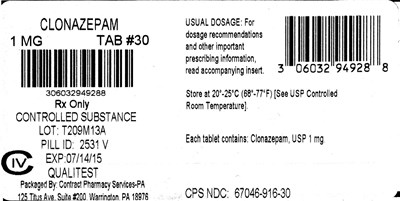 Image Of The Label For Clonazepam Tablets, Usp 1 mg 100 Tablets. (Clonazepam 3)