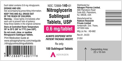nitroglycerin-sublingual-tabs-usp-0pt6mg-container-label.jpg Nitroglycerin Sublingual Tablets, USP 0.6 mg - NDC 72888-140-01 - Container Label - nitroglycerin sublingual tabs usp 0pt6mg container label