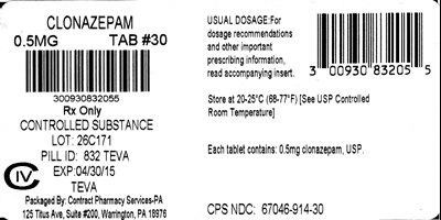 Clonazepam Tablets Usp 0.5 mg Civ 500s Label (D6db2ac2 93f8 4d95 915a Ed5fa80a023a 02)