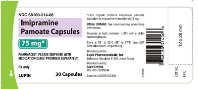 c7c6db09-d555-44fe-8f7d-d586f9167982-02.jpg Imipramine Pamoate Capsules75 mg - Bottle of 30s NDC 68180-314-06 bottles of 30 - c7c6db09 d555 44fe 8f7d d586f9167982 02