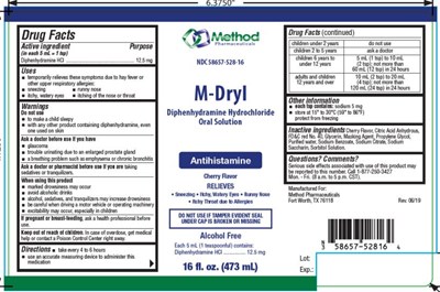 m-dryl-02.jpg PRINCIPAL DISPLAY PANELNDC 58657-528-16M-DrylDiphenhydramine Hydrochloride Oral SolutionAntihistamineCherry Flavor16 fl. oz. (473 mL) - m dryl 02