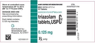 triazolam-03.jpg PRINCIPAL DISPLAY PANEL - 0.125 mg Tablet Bottle Label - triazolam 03