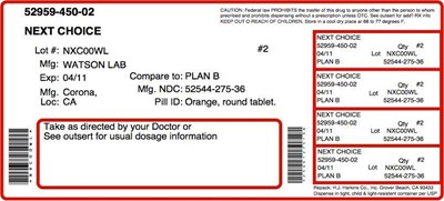 Principal Display Panelndc 52544-275-36next Choice&amp;#8482; (levonorgestrel) Tablets 0.75 mg (Next Choice 2)