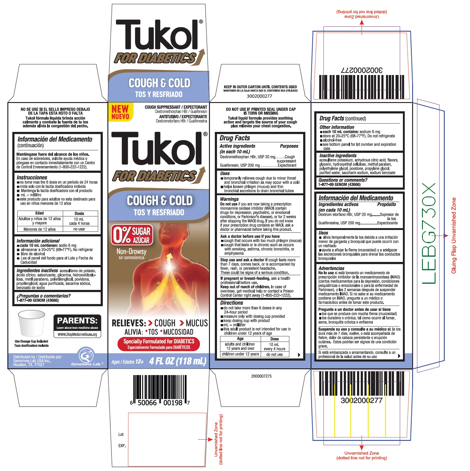 NDC 50066806 Tukol For Diabetics Dextromethorphan Hbr And Guaifenesin
