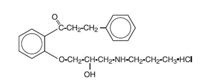 This is the structural formula for Propafenone HCl. - propafenonehcltabts 1