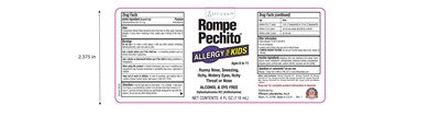 Rompe Pechito Allergy For Kids Label (Rompe Pechito Allergy 4oz Lbl)