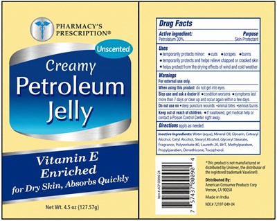 Pharmacys Prescription Petroleum Jelly (72197 049 04 Creamy Petroleum Jelly Vitamin E)