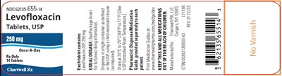 image description - levofloxacin 250mg 14s bottle label
