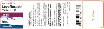 image description - levofloxacin 750mg 14s bottle label