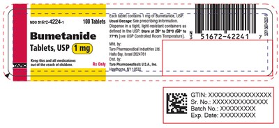 bumetanide-03.jpg PRINCIPAL DISPLAY PANEL - 1 mg Tablet Bottle Label - bumetanide 03