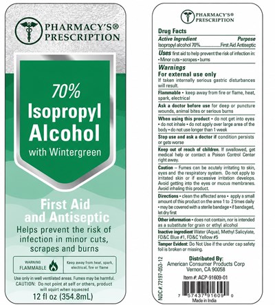 Pharmacys Prescription Isopropyl Alcohol With Wintergreen (72197 053 12 Pharmacys Prescription Ipa Wintergreen)