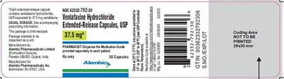 30 capsules - venlafaxine 37 5 mg