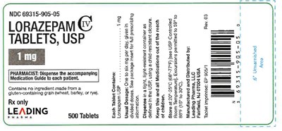 Lorazepam 1mg 500tabs