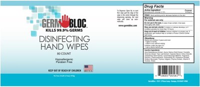 Alcohol-free Formulagerm Bloctmkills 99.99% Of Germsdisinfecting Hand Wipes80 Counthypoallergenic Paraben Freekeep Out Of Reach Of Children16.7oz (1lb 0.7oz) 473g (Germ Bloc Disinfecting Hand Wipes 01)