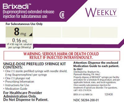 brixadi-19.jpg Carton - Principal Panel - 8 mg Weekly Dose - brixadi 19