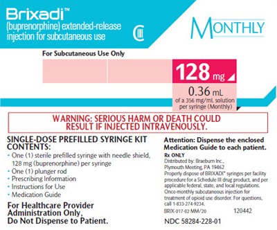 brixadi-25.jpg Carton - Principal Panel - 128 mg Monthly Dose - brixadi 25