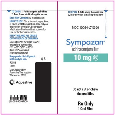 sympazan-0b.jpg PRINCIPAL DISPLAY PANELNDC 10094-210-01Sympazan(clobazam) Oral film10 mgRx Only1 Oral films - sympazan 0b
