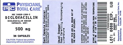 Dicloxacillin Sodium 500 mg Label (1380)