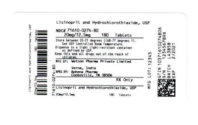 Bottle Label 20 mg / 12.5 mg - 71610 0274 80