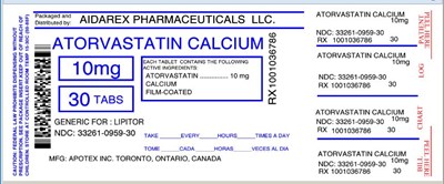 Image Label (Atorvastatin Cal 10 mg For Apotex 5)