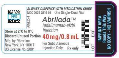 PRINCIPAL DISPLAY PANEL - 0.8 mL Vial Label - abrilada 40