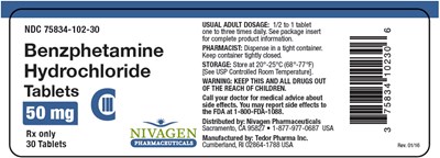 PRINCIPAL DISPLAY PANEL - 50 mg Tablet Bottle Label - benzphetamine 02