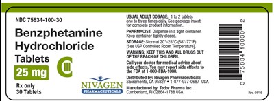 PRINCIPAL DISPLAY PANEL - 25 mg Tablet Bottle Label - benzphetamine 03