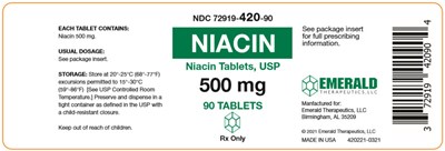 niacin-02.jpg PRINCIPAL DISPLAY PANEL - 500 mg Tablet Bottle Label - niacin 02
